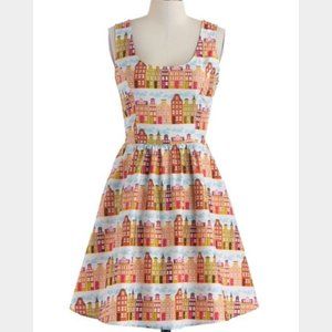 Modcloth Retrolicious house print dress - Medium